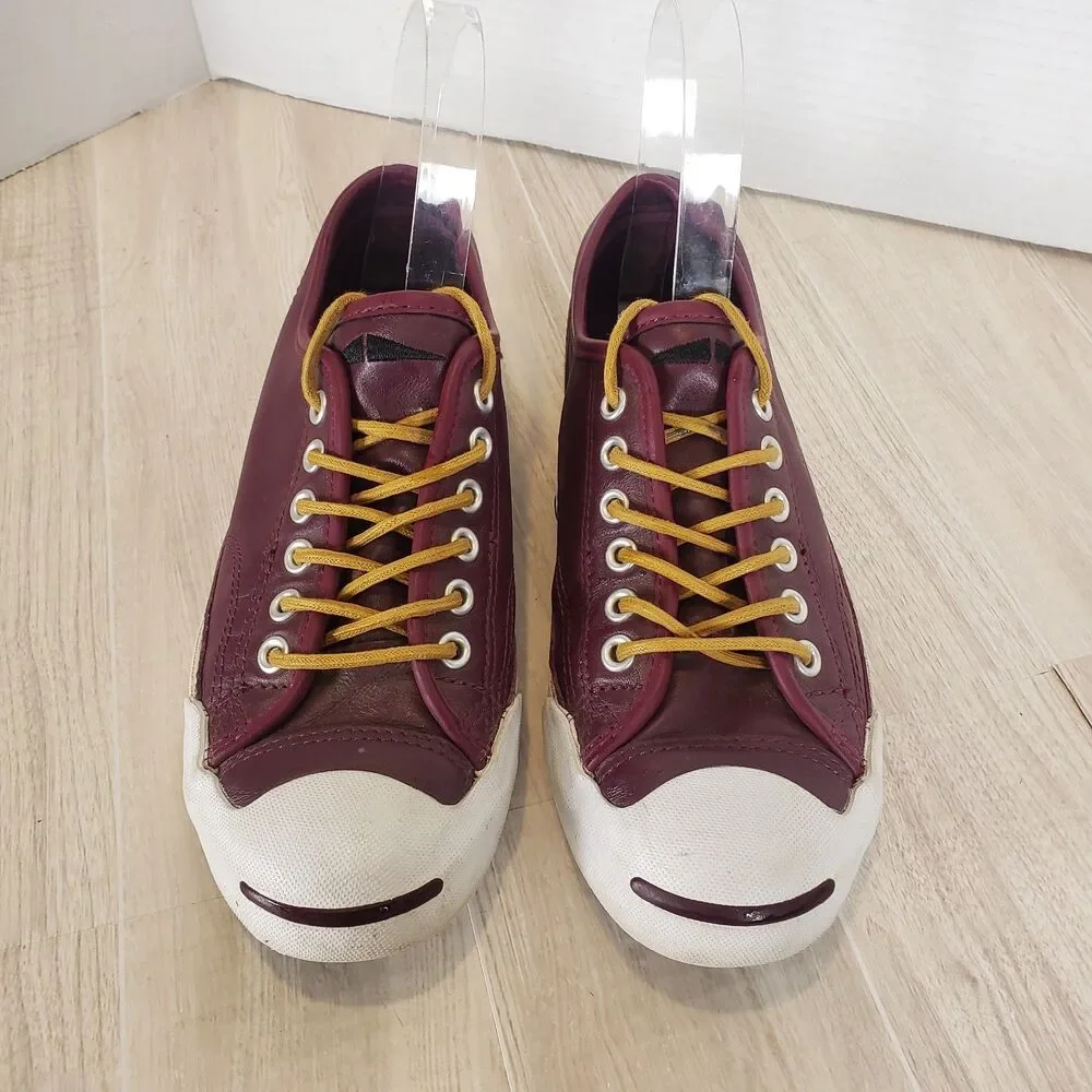 Converse Jack Purcell Leather Sneakers Maroon Burgundy Women’s Sz 6 M4.5